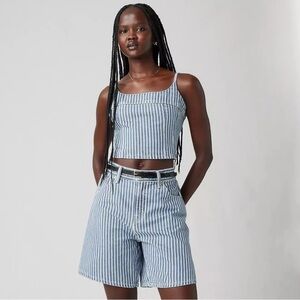 NWT Levi's Jadine Denim Cami Cropped Tank in Mischa Blue Stripes